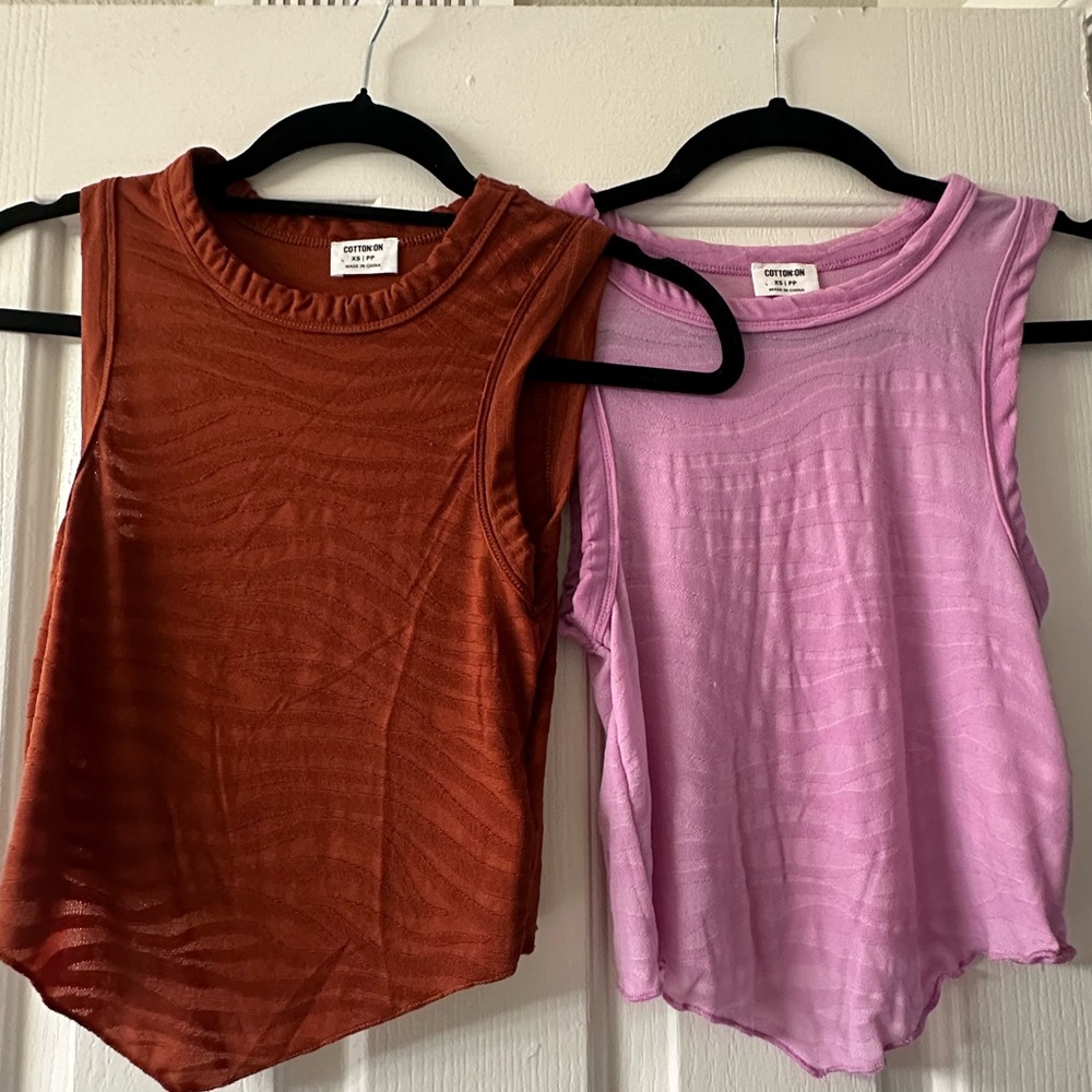 Two sheer halter tank tops